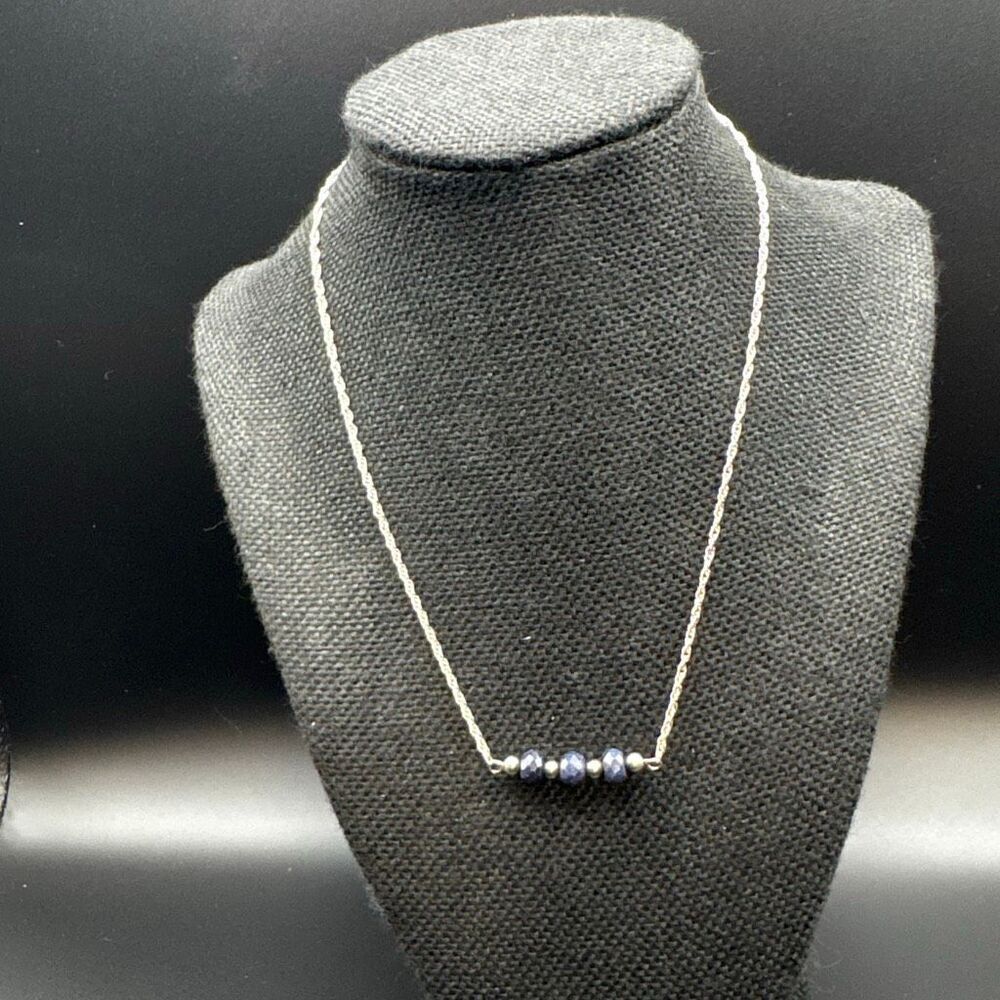 Sapphire and sterling silver necklace, NWT, 17”